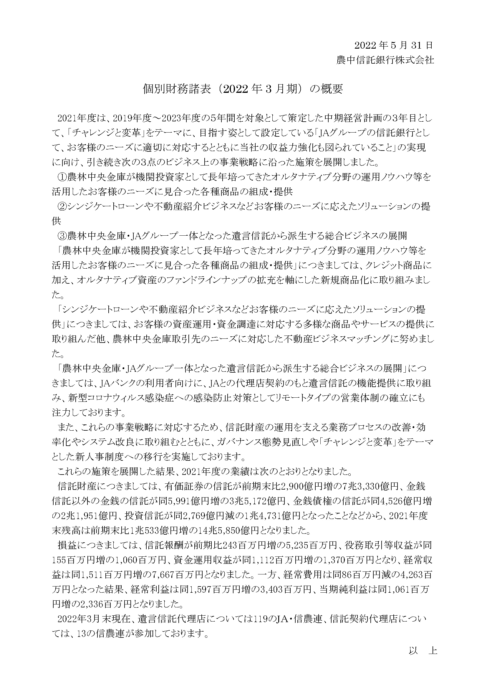 決算概況